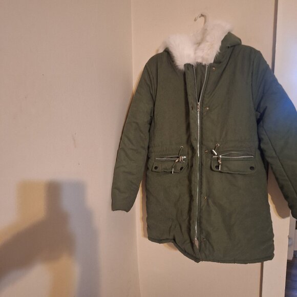 green jacket faux fur XL - Picture 1 of 12